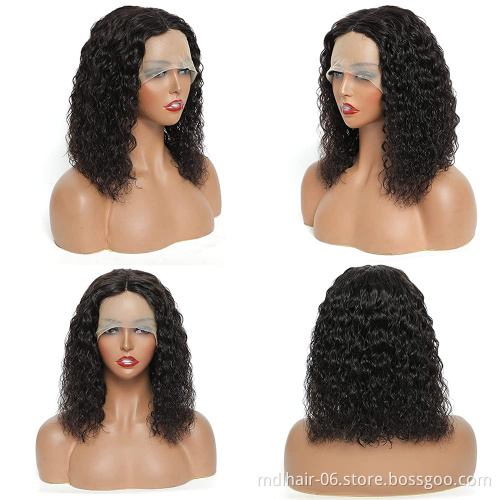 Jerry Curly 13x4 Lace Front Wig Short Bob Frontal Human Hair Wigs Deep Wave Brazilian Remy Pre Plucked 4x4 Closure 180% Density